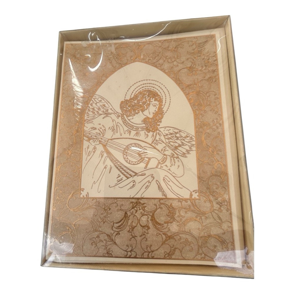 Angel Card‎ Blank Inside 10 Cards 10 Gold Lined Envelope By Crane & Co